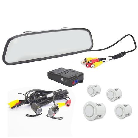 Kit Sensor de Estacionamento e Camera de Ré com Espelho Retrovisor Branco - Prime Menor preço em Kit Sensor de Estacionamento e Camera de Ré com Espelho Retrovisor Branco - Prime