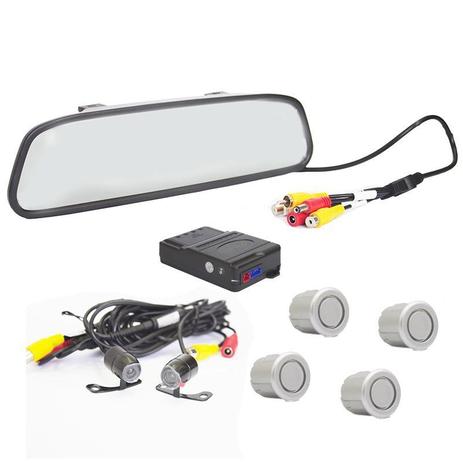 Kit Sensor de Estacionamento e Camera de Ré com Espelho Retrovisor Prata - Prime Menor preço em Kit Sensor de Estacionamento e Camera de Ré com Espelho Retrovisor Prata - Prime