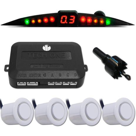 Kit Sensor Ré Estacionamento Techone Prime 4 Pontos - Branco Menor preço em Kit Sensor Ré Estacionamento Techone Prime 4 Pontos - Branco