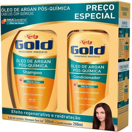 Kit sh + co niely gold 300ml óleo argan Menor preço em Kit sh + co niely gold 300ml óleo argan