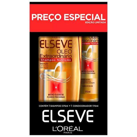 Kit Shampoo 375ml + Condicionador 170ml Elseve Óleo Extraordinário Menor preço em Kit Shampoo 375ml + Condicionador 170ml Elseve Óleo Extraordinário