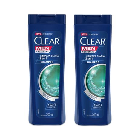 Kit Shampoo Anticaspa 2 em 1 Clear Men 200ml 2 unidades Menor preço em Kit Shampoo Anticaspa 2 em 1 Clear Men 200ml 2 unidades