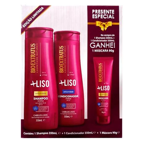 Kit Shampoo+Condicionador Bio Extratus Mais Liso Grátis Máscara 90g Menor preço em Kit Shampoo+Condicionador Bio Extratus Mais Liso Grátis Máscara 90g