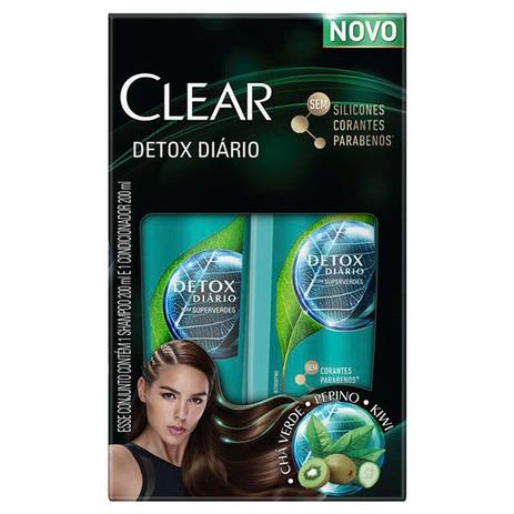 Kit Shampoo + Condicionador Clear Anti-Caspa Detox Diário 200ml Menor preço em Kit Shampoo + Condicionador Clear Anti-Caspa Detox Diário 200ml