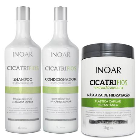 Kit Shampoo Condicionador e Máscara Cicatrifios - Inoar Menor preço em Kit Shampoo Condicionador e Máscara Cicatrifios - Inoar