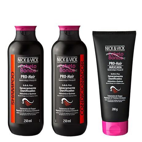 Kit Shampoo + Condicionador + Máscara Nick Vick Pro-Hair S.O.S. Fios Menor preço em Kit Shampoo + Condicionador + Máscara Nick Vick Pro-Hair S.O.S. Fios