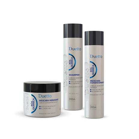 Kit Shampoo + Condicionador +Máscara Pós Química Duetto 500g Menor preço em Kit Shampoo + Condicionador +Máscara Pós Química Duetto 500g