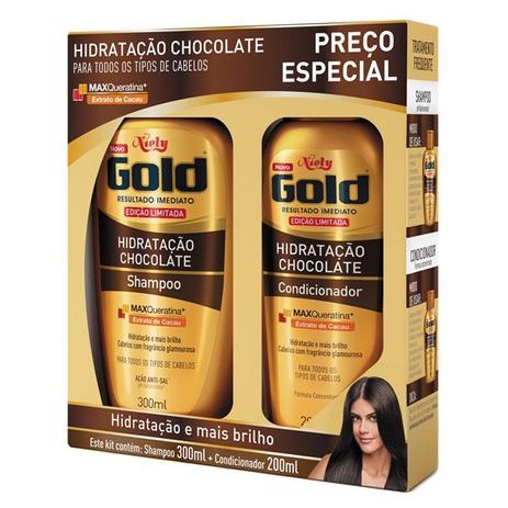 Kit Shampoo + Condicionador Niely Gold Chocolate Menor preço em Kit Shampoo + Condicionador Niely Gold Chocolate