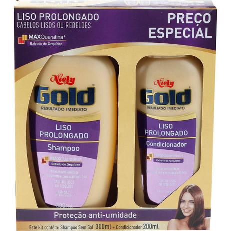 Kit Shampoo + Condicionador Niely Gold Liso Prolongado Menor preço em Kit Shampoo + Condicionador Niely Gold Liso Prolongado