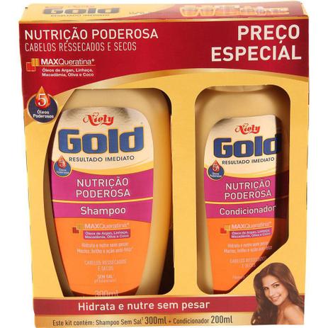 Kit Shampoo + Condicionador Niely Gold Nutrição Poderosa Menor preço em Kit Shampoo + Condicionador Niely Gold Nutrição Poderosa