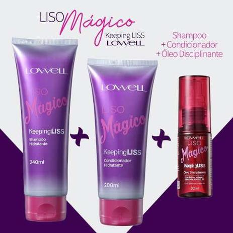 Kit Shampoo + Condicionador + Óleo Disciplinante Liso Mágico Lowell Menor preço em Kit Shampoo + Condicionador + Óleo Disciplinante Liso Mágico Lowell