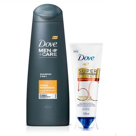 Kit Shampoo Dove Men 2 em 1 400ml + Super Condicionador 1 Minuto Fator de Nutrição 50 170ml Menor preço em Kit Shampoo Dove Men 2 em 1 400ml + Super Condicionador 1 Minuto Fator de Nutrição 50 170ml