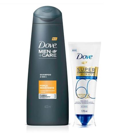Kit Shampoo Dove Men 2 em 1 400ml + Super Condicionador 1 Minuto Fator de Nutrição 60 170ml Menor preço em Kit Shampoo Dove Men 2 em 1 400ml + Super Condicionador 1 Minuto Fator de Nutrição 60 170ml