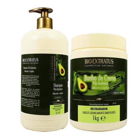 Kit Shampoo e Banho de Creme Pós Química Abacate e Jojoba 1kg - Bio Extratus Menor preço em Kit Shampoo e Banho de Creme Pós Química Abacate e Jojoba 1kg - Bio Extratus