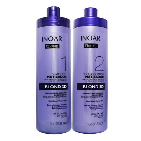 Kit Shampoo e Condicionador Matizador Blond 3D Oxyfree 1L- Inoar Menor preço em Kit Shampoo e Condicionador Matizador Blond 3D Oxyfree 1L- Inoar