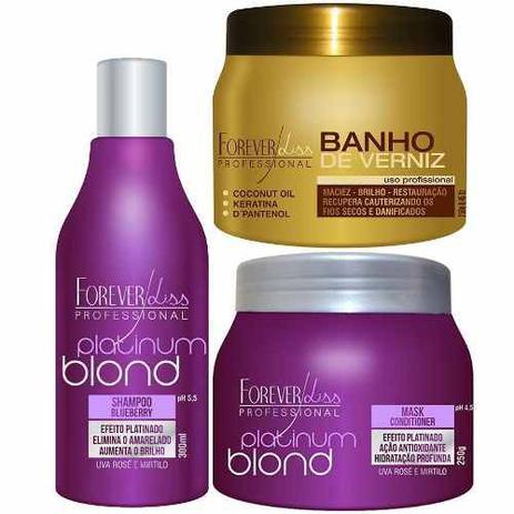 Kit Shampoo E Máscara Platinum Blond E Banho De Verniz 250g - Forever Liss é ruim? Kit Shampoo E Máscara Platinum Blond E Banho De Verniz 250g - Forever Liss é boa?