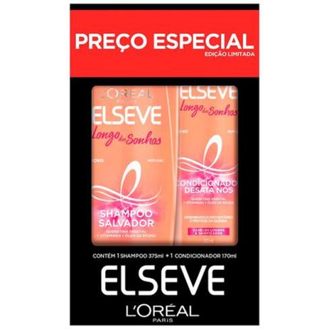 Kit Shampoo Elseve 375ml + Condicionador Longo Sonhos 170ml Menor preço em Kit Shampoo Elseve 375ml + Condicionador Longo Sonhos 170ml