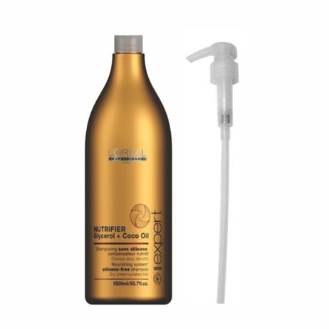 Kit Shampoo LOréal Sem Silicone Nutrifier (1,5L) e Válvula Pump - Loreal Menor preço em Kit Shampoo LOréal Sem Silicone Nutrifier (1,5L) e Válvula Pump - Loreal