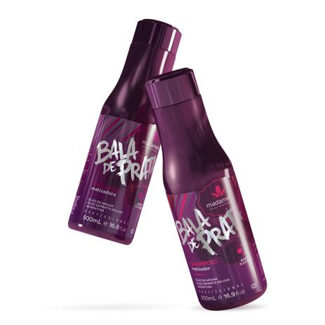 Kit Shampoo Matizador e Máscara Matizadora Bala De Prata - (2 x 500ml) - Madamelis Menor preço em Kit Shampoo Matizador e Máscara Matizadora Bala De Prata - (2 x 500ml) - Madamelis