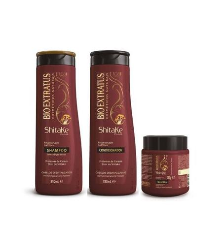 Kit Shitake Plus SH + Cond. 350ml + Másc. 250g - Bio extratus Menor preço em Kit Shitake Plus SH + Cond. 350ml + Másc. 250g - Bio extratus
