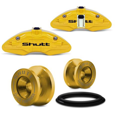 Kit Shutt Capa Pinça de Freio Amarelo 2 Peças Tuning + Anilhas Fixação Para-Choque Dourado Menor preço em Kit Shutt Capa Pinça de Freio Amarelo 2 Peças Tuning + Anilhas Fixação Para-Choque Dourado