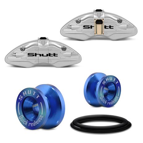 Kit Shutt Capa Pinça de Freio Prata 2 Peças Tuning + Anilhas Fixação Para-Choque Azul Menor preço em Kit Shutt Capa Pinça de Freio Prata 2 Peças Tuning + Anilhas Fixação Para-Choque Azul