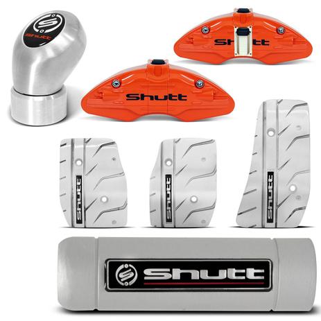 Kit Shutt Capa Pinça Freio Laranja Jogo Pedaleira PXR-S + Manopla Câmbio Freio Universal Cromado Menor preço em Kit Shutt Capa Pinça Freio Laranja Jogo Pedaleira PXR-S + Manopla Câmbio Freio Universal Cromado