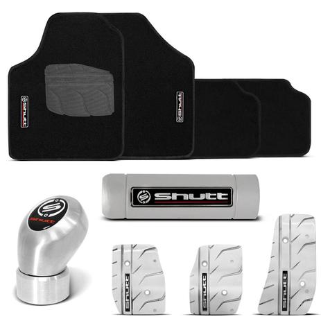 Kit Shutt Tapete Universal Preto Pedaleira PXR Manopla Cambio Orbitt G1 e Freio Mão Zion Cromado Menor preço em Kit Shutt Tapete Universal Preto Pedaleira PXR Manopla Cambio Orbitt G1 e Freio Mão Zion Cromado