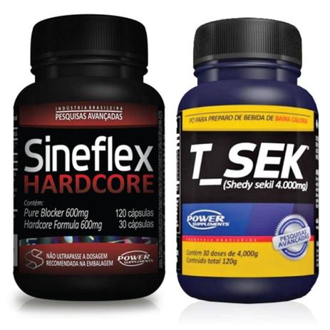 Kit sineflex hardcore 150 caps + t - sek 120g power supplements Menor preço em Kit sineflex hardcore 150 caps + t - sek 120g power supplements