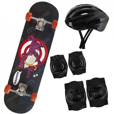 Kit Skate com Joelheira + Capacete + Cotoveleira Cor Preto  Mor é boa?