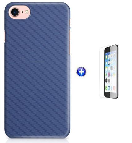 Kit Skin Adesivo Protetor 4D Fibra de Carbono iPhone 7 + Pel Vidro (Azul) - Bd cases é boa?