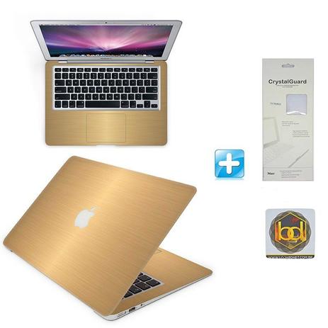 Kit Skin Adesivo Protetor Macbook Air 13,3” + Protetor de Teclado Transparente + Brinde (Dourado) - Bd cases Menor preço em Kit Skin Adesivo Protetor Macbook Air 13,3” + Protetor de Teclado Transparente + Brinde (Dourado) - Bd cases