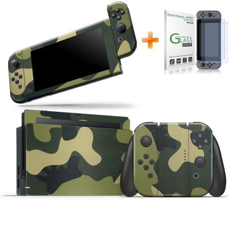 Kit Skin Adesivo Protetor Nintendo Switch + Película de Vidro (Camuflado) - Bd cases é boa?