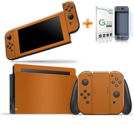 Kit Skin Adesivo Protetor Nintendo Switch + Película de Vidro (Laranja) - Bd cases Menor preço em Kit Skin Adesivo Protetor Nintendo Switch + Película de Vidro (Laranja) - Bd cases