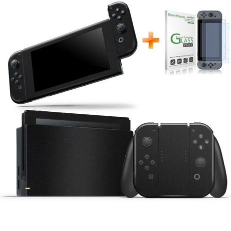 Kit Skin Adesivo Protetor Nintendo Switch + Película de Vidro (Preto Premium) - Bd cases Menor preço em Kit Skin Adesivo Protetor Nintendo Switch + Película de Vidro (Preto Premium) - Bd cases