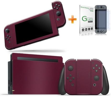 Kit Skin Adesivo Protetor Nintendo Switch + Película de Vidro (Vinho) - Bd cases é boa?