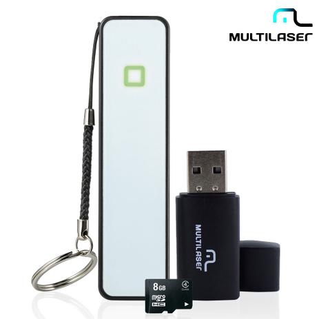 Kit Smartphone Power Bank Com Cartão 8 Gb e Leitor Cartão De Memoria MC200 - Multilaser Menor preço em Kit Smartphone Power Bank Com Cartão 8 Gb e Leitor Cartão De Memoria MC200 - Multilaser