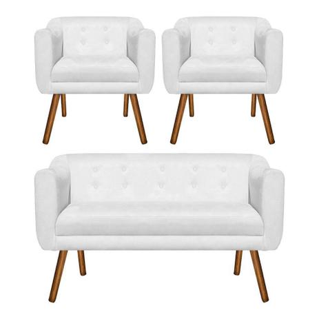 Kit Sofá Retrô Namoradeira 2 Lugares e 02 Poltronas Julia8203 Suede Branco - D'Rossi é boa?
