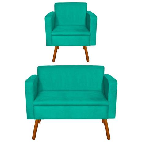Kit Sofá Retrô Namoradeira e 01 Poltrona Emília Suede Verde Tiffany Pés Palito - DRossi é ruim? Kit Sofá Retrô Namoradeira e 01 Poltrona Emília Suede Verde Tiffany Pés Palito - DRossi é boa?