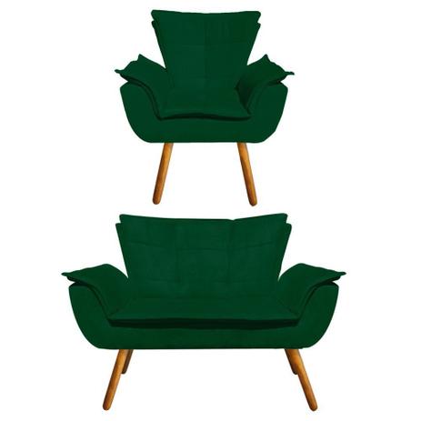 Kit Sofá Retrô Namoradeira e 01 Poltrona Opala Suede Verde - DRossi é boa?