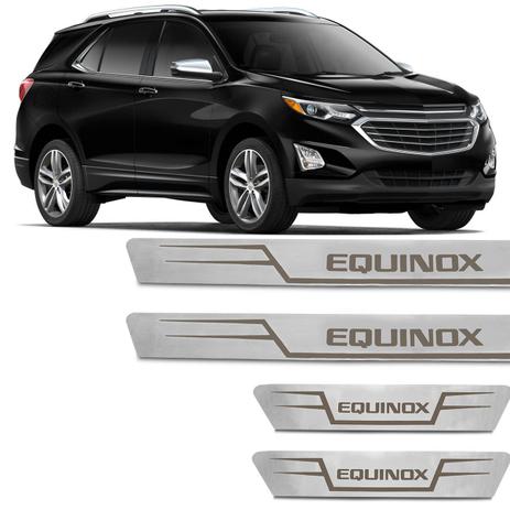 Kit Soleira Aço Inox Reta Equinox 2018 2019 Escovado Grafia Marrom 4 Peças Excelente Fixação - Marçon Menor preço em Kit Soleira Aço Inox Reta Equinox 2018 2019 Escovado Grafia Marrom 4 Peças Excelente Fixação - Marçon