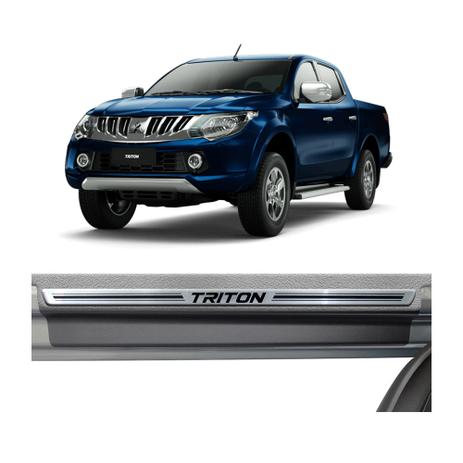 Kit Soleira Mitsubishi Triton Premium Aço Escovado Resinado 2002 a 2015 4 - Np Menor preço em Kit Soleira Mitsubishi Triton Premium Aço Escovado Resinado 2002 a 2015 4 - Np