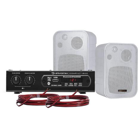 Kit SOm Ambiente 200W Branco Hayonik Menor preço em Kit SOm Ambiente 200W Branco Hayonik