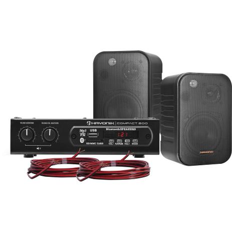 Kit Som Ambiente 200W Preto Hayonik Menor preço em Kit Som Ambiente 200W Preto Hayonik
