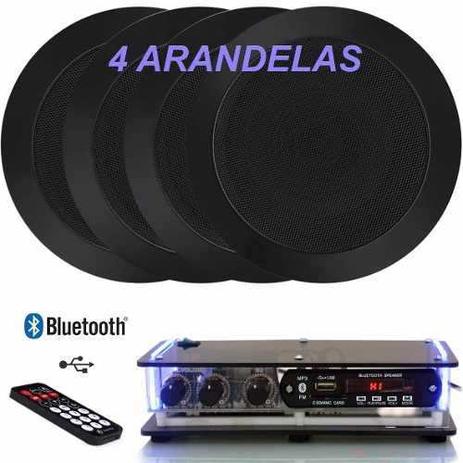 Kit Som Ambiente 4 Arandelas Pretas 6 - Orion Menor preço em Kit Som Ambiente 4 Arandelas Pretas 6 - Orion
