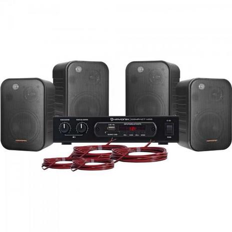Kit Som Ambiente 400W Ambience 4000 Preto Hayonik Menor preço em Kit Som Ambiente 400W Ambience 4000 Preto Hayonik