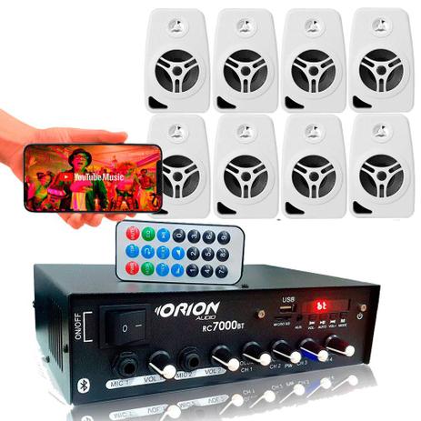 Menor preço em Kit Som Ambiente 500 Watts Bluetooth +8 Caixas Parede Branca - ORION