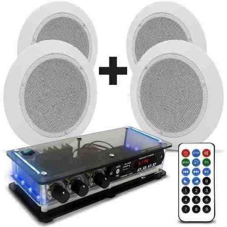 Kit Som Ambiente Amplificador Bluetooth + 2 Arandelas Gesso - Orion Menor preço em Kit Som Ambiente Amplificador Bluetooth + 2 Arandelas Gesso - Orion