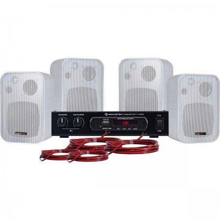 Kit Som Ambiente Hayonik 400w USB, SD, FM Bluetooth Ambience 4000 Branco Menor preço em Kit Som Ambiente Hayonik 400w USB, SD, FM Bluetooth Ambience 4000 Branco