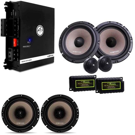 Kit Som Automotivo 240W RMS com Amplificador, Kit 2 Vias 6.5 e Coaxial 6.5 - Audiophonic Menor preço em Kit Som Automotivo 240W RMS com Amplificador, Kit 2 Vias 6.5 e Coaxial 6.5 - Audiophonic